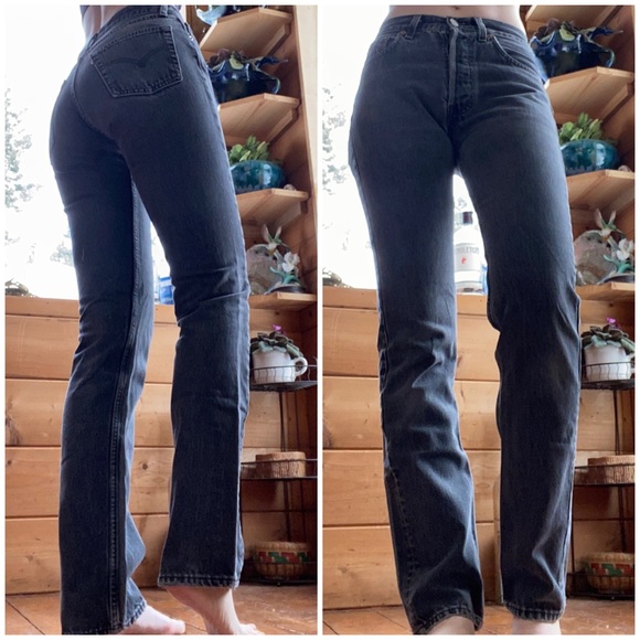 Vintage Dark Grey Wash Button Front Levis Strauss Jeans sz 25 by 34 - Picture 3 of 8